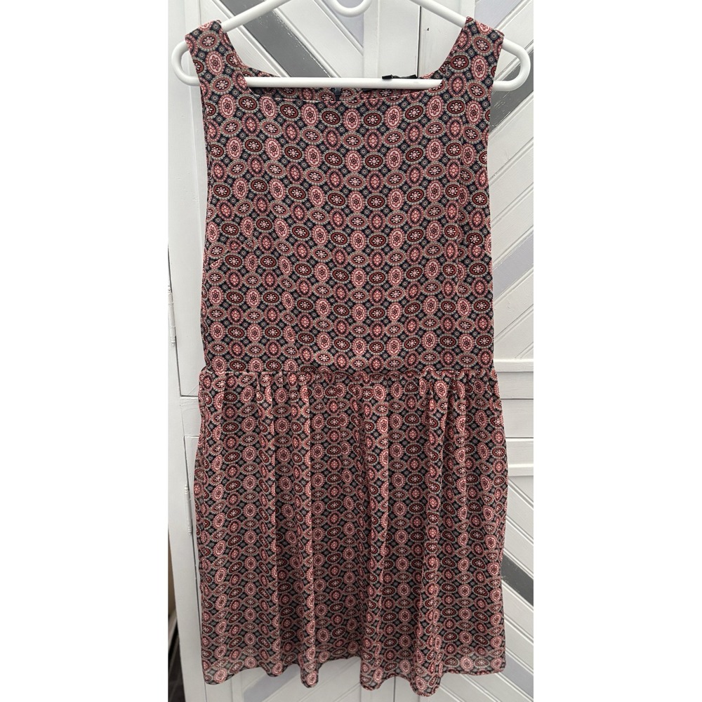 Sami + Dani Women's Large Orange Blue‎ Boho Chiffon Square Neck Sleeveless Dress - Picture 6 of 16